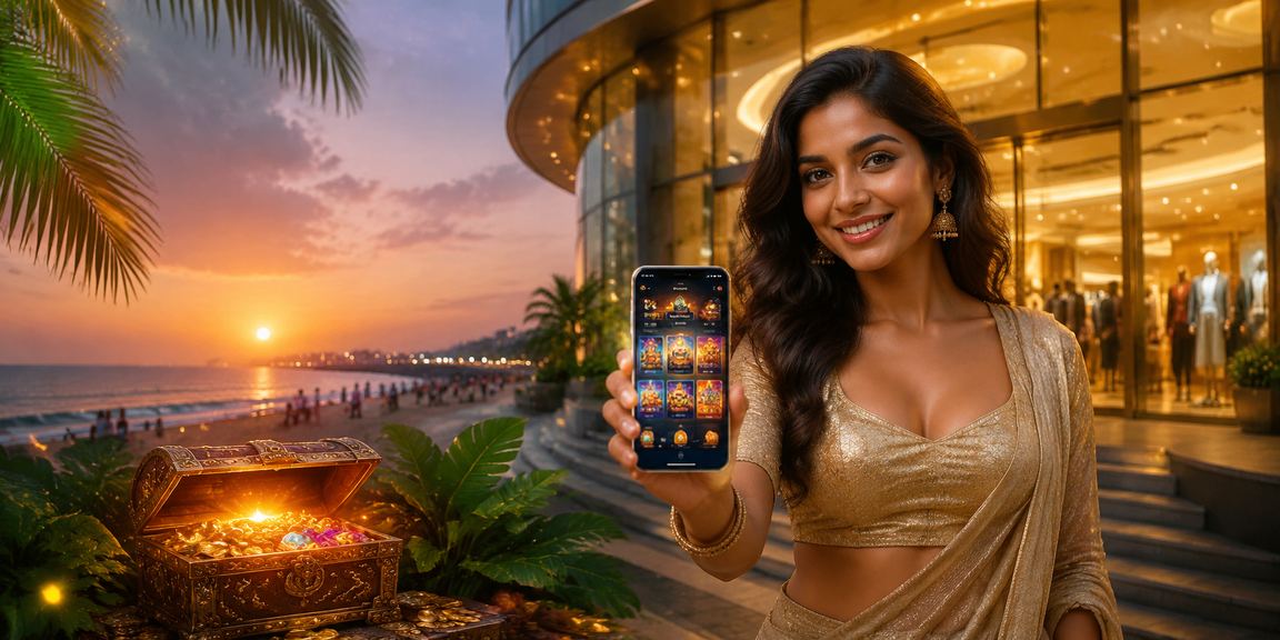 Chennai Marina Beach with casino app interface