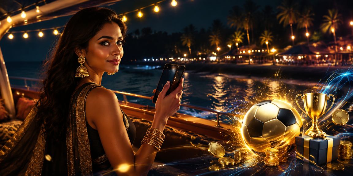 Football sports betting in India with blue gold tones