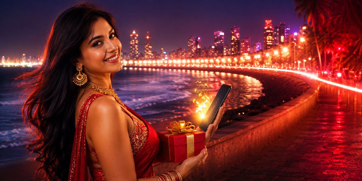 VIP member making a deposit using mobile at Mumbai Marine Drive